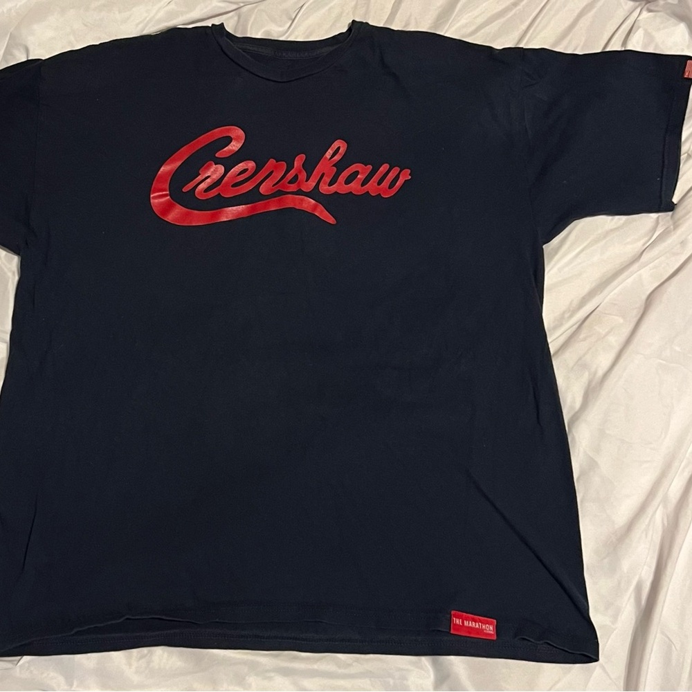 The Marathon Clothing Crenshaw Blue Tee with Red Script Mens 2XL Nipsey Hussle